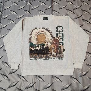 Vintage American Eagle Outfitters Sweatshirt Native Chief Made In USA Size M